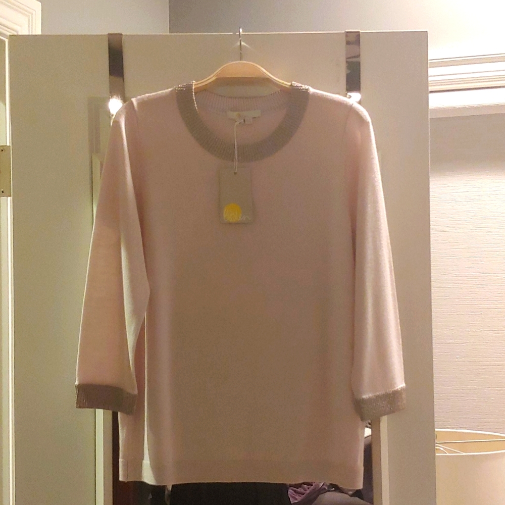 Pink Boden Sparkle Trim Sweater